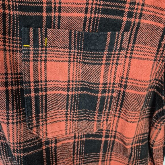 Brahma Mens Rust & Black Plaid Button-Up Flannel Shirt M 100% Cotton Casual Long - Picture 3 of 6